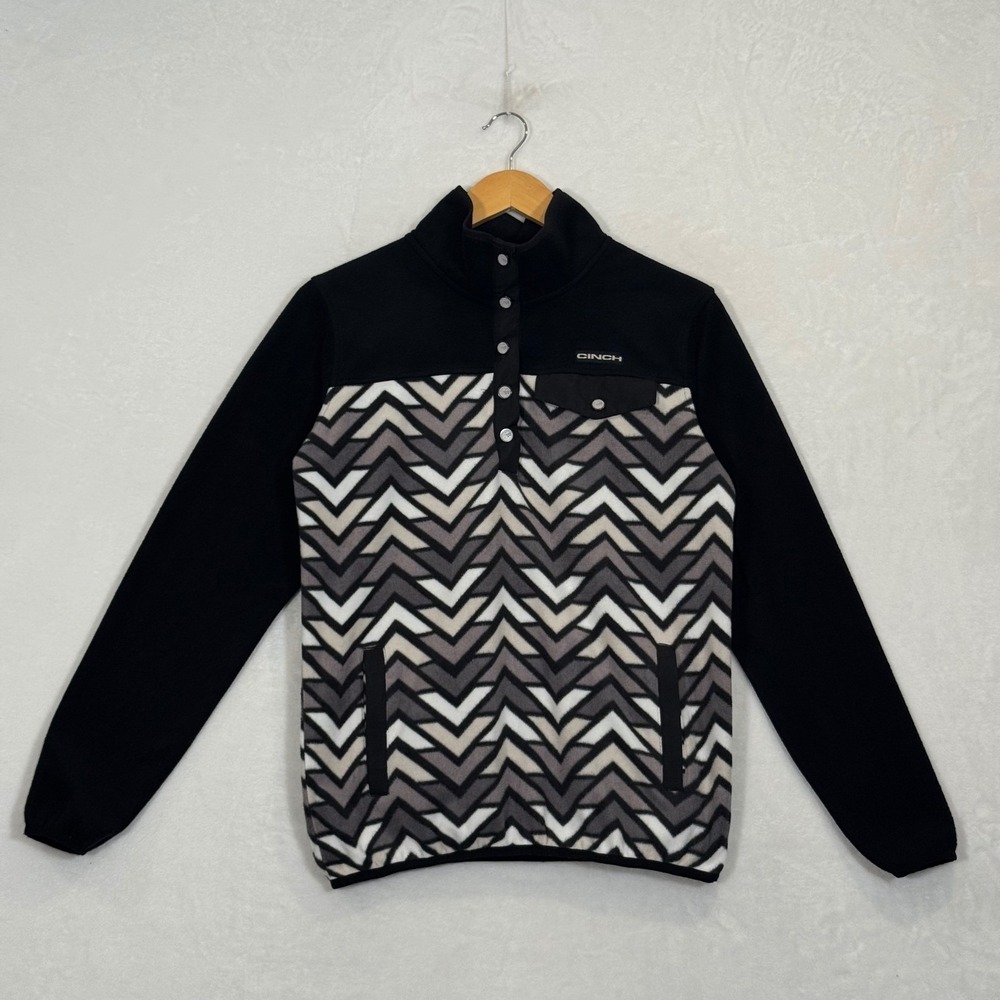 Cinch Black Chevron Fleece Snap Pullover Small